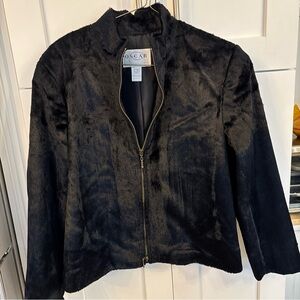 Oscar Oscar Del La Renta Vintage Y2K Faux Fur Jacket Black Size 14